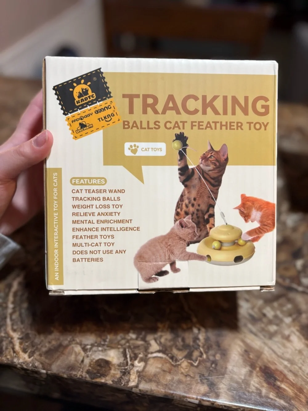ADT Tracking Balls Cat Feather Toy - Yellow